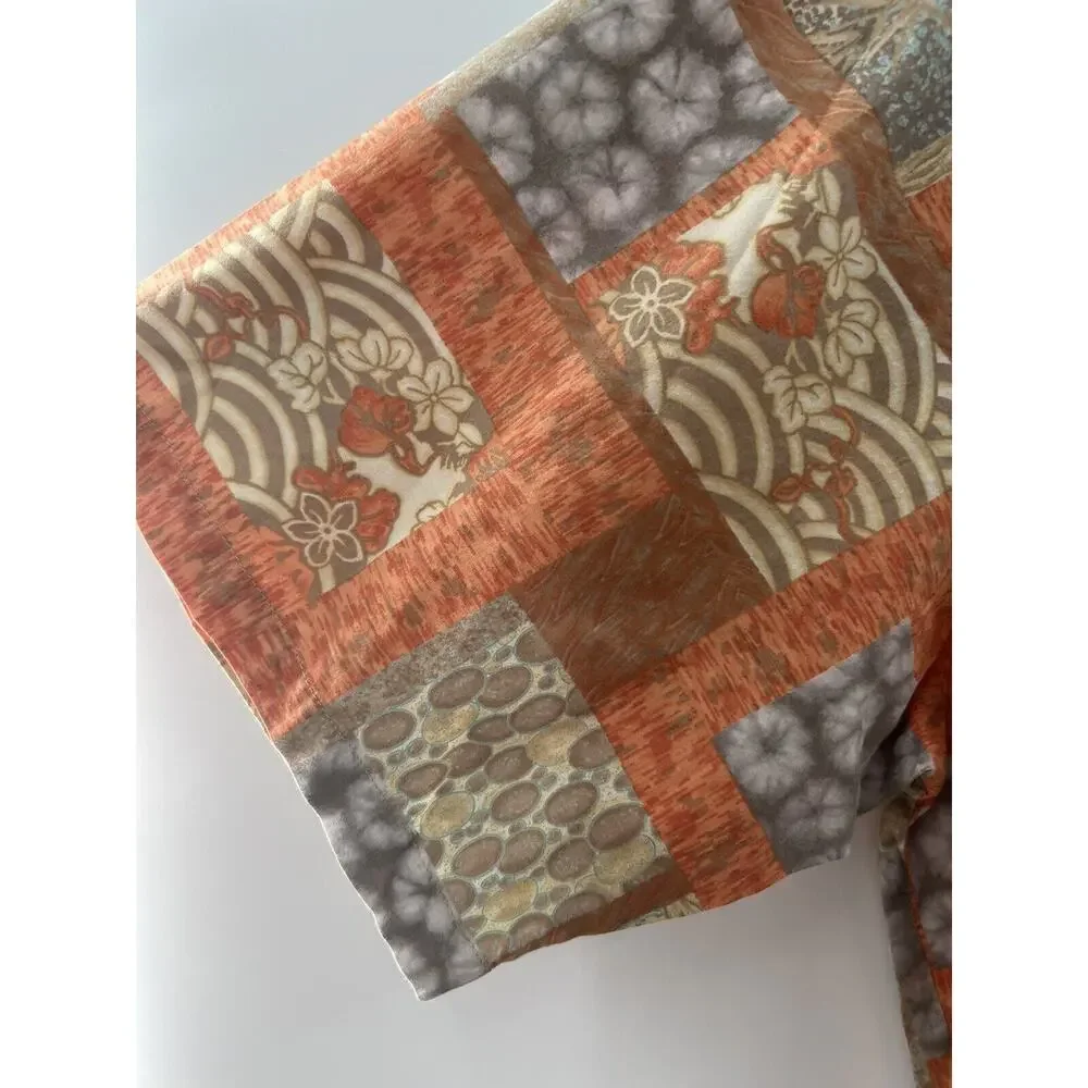 Tori Richard Men’s Short Sleeve Shirt Button Down Orange Tan Floral Size L EUC - Picture 5 of 10